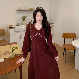 [CÓ BIGSIZE] Đầm Nhung Ulzzang Nơ - Kèm ảnh thật