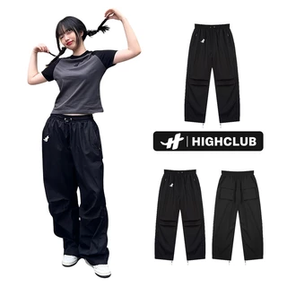 QUẦN RỘNG DÙ H TRACK PARACHUTE PANTS MÀU ĐEN DÁNG RỘNG - HIGH CLUB chính hãng