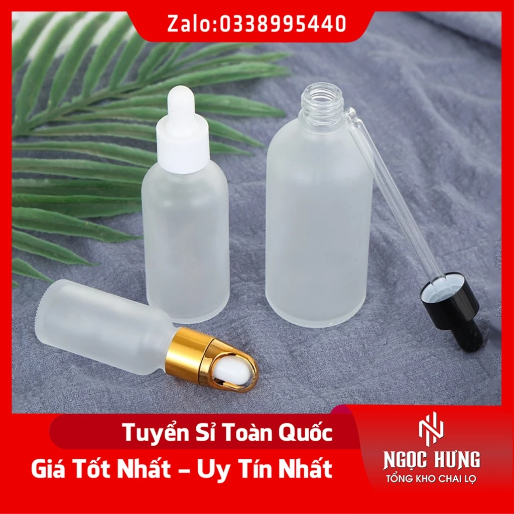 Lọ Chiết Serum Thủy Tinh Phun Mờ Cao Cấp Nắp Bóp Nhỏ Giọt 50ML/100ML Dùng Chiết Mỹ Phẩm, Tinh Chất, Phụ Kiện Du Lịch