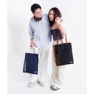 Túi tote vải canvas phối chữ màu thời trang ANYBAG