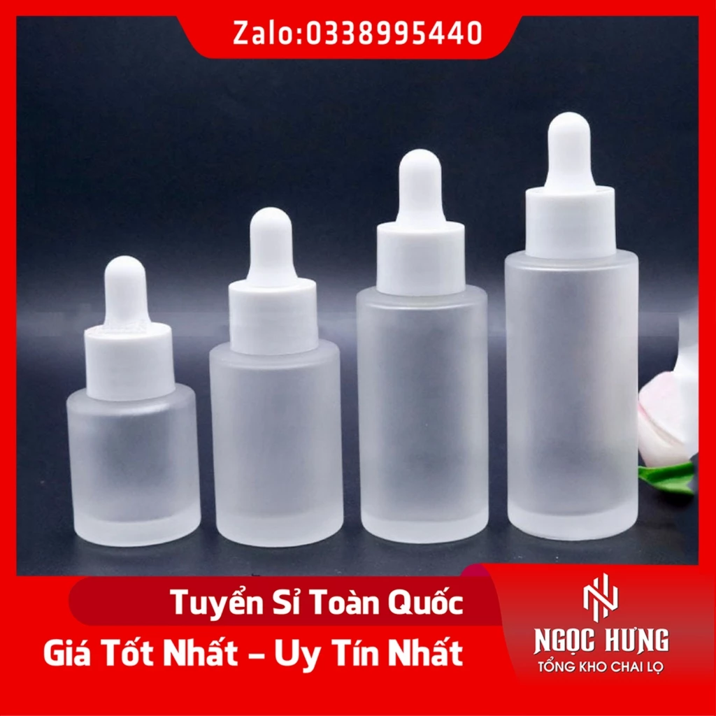 Lọ Chiết Serum Thủy Tinh Phun Mờ Cao Cấp Nắp Bóp Nhỏ Giọt 20M/30ML Dùng Chiết Mỹ Phẩm, Tinh Chất, Phụ Kiện Du Lịch