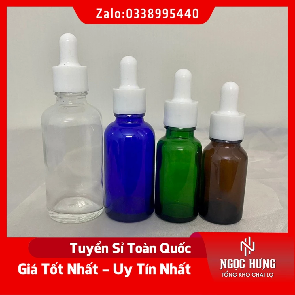 Lọ Chiết Serum 🏵️ Lọ Chiết Mỹ Phẩm Thủy Tinh Nắp Bóp Nhỏ Giọt Khoen Trắng 50ML/100ML Dùng Đưng Tinh Dầu,, Kem Dưỡng