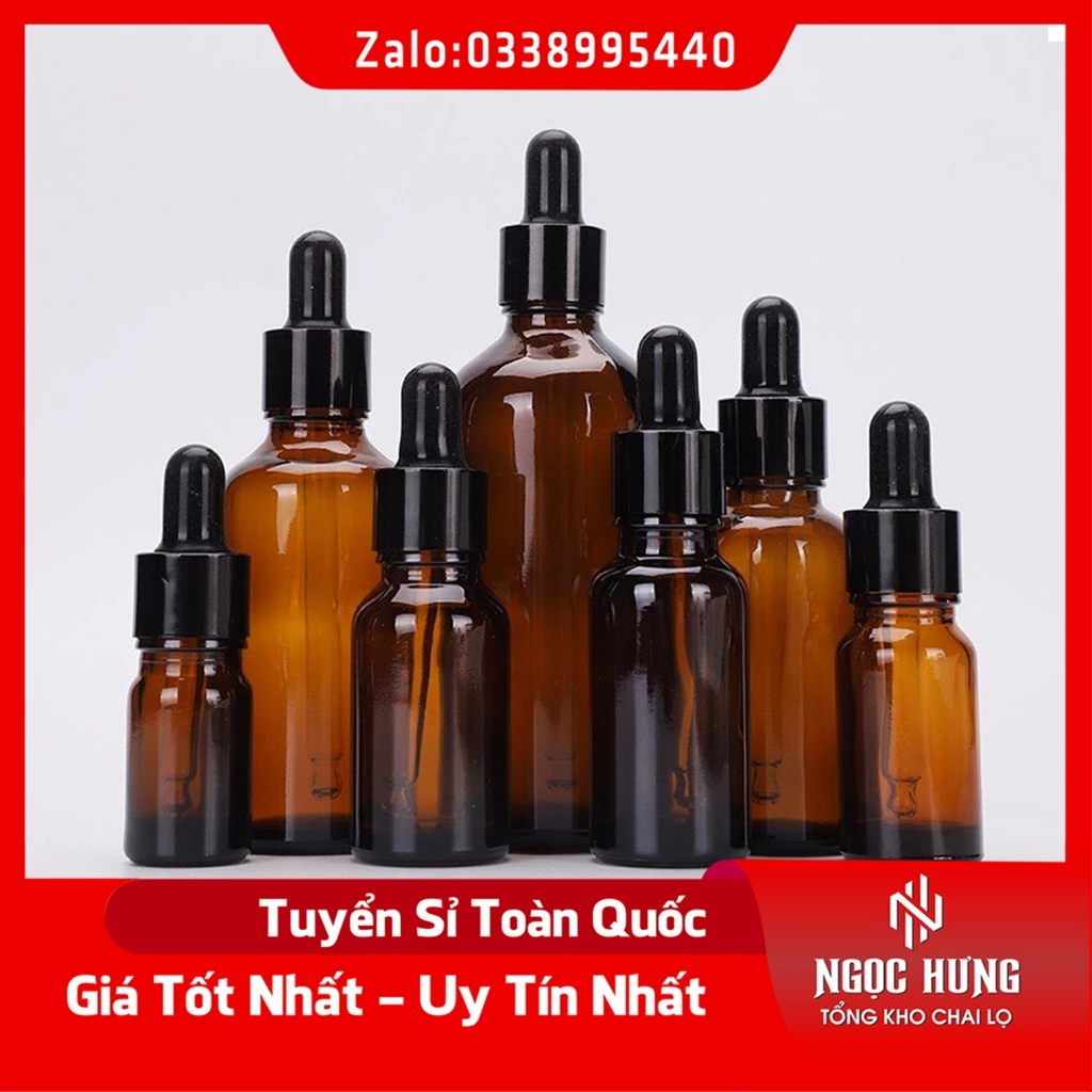 Combo 100 Lọ Chiết Serum 🏵️ Lọ Thủy Tinh Nắp Bóp Nhỏ Giọt Khoen Đen 5ML/10ML Thiết Kế Nhỏ Gọn,  Chiết Mỹ Phẩm Tiện Lợi