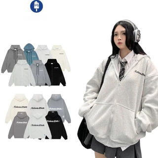 Áo Khoác Nỉ Calem.Club Cặp Nam Nữ, Áo Hoodie Có Dây Kéo Nón 2 Lớp Kiểu Rộng Unisex phong cách Hàn Quốc