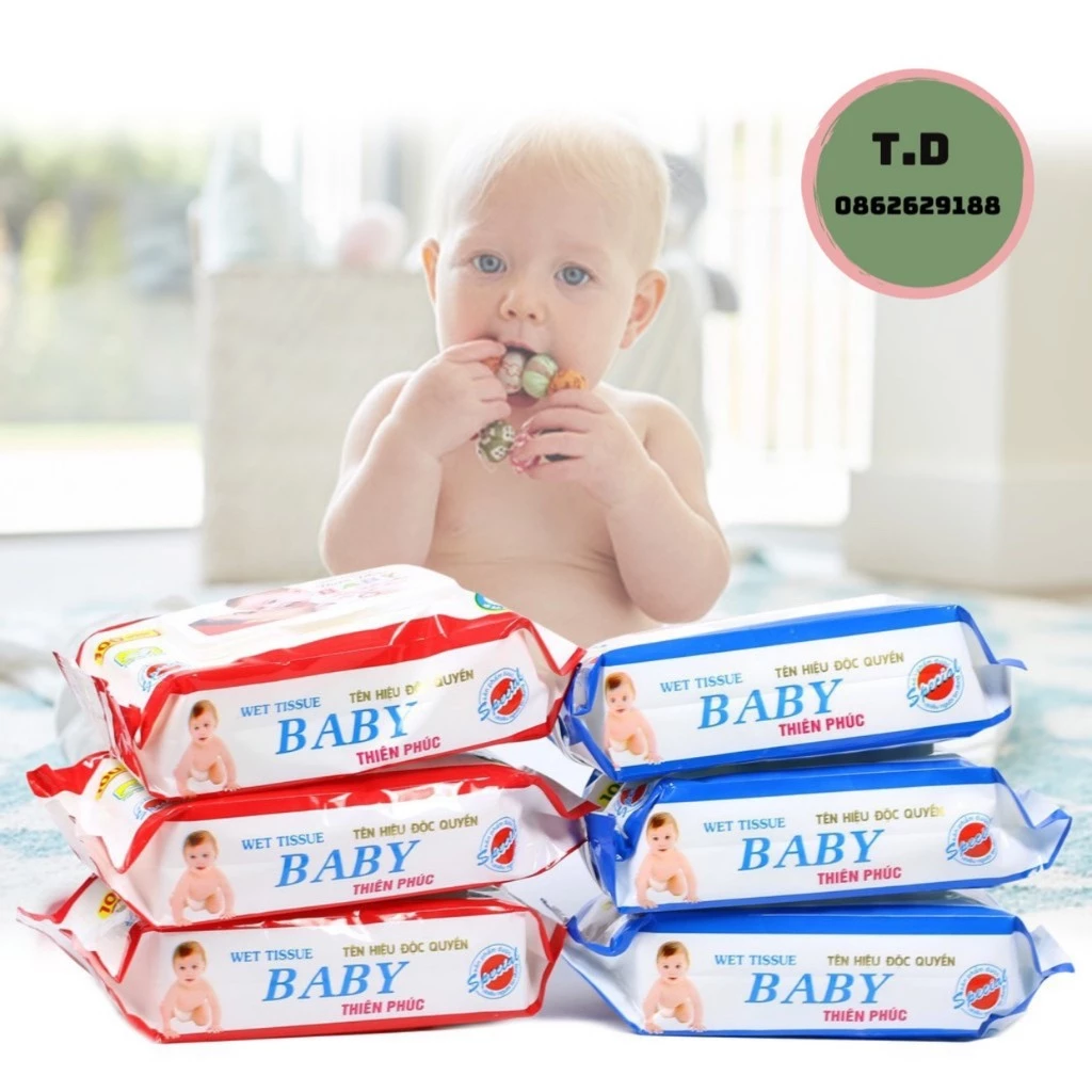 [Sỉ 10 GÓI] Khăn Ướt BaBy Thiên Phúc 100 Tờ, Giấy Ướt Không Mùi CHÍNH HÃNG - T92