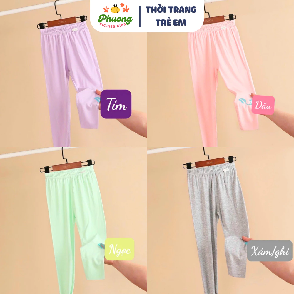 Quần legging dài thời trang thu đông cho bé gái, vải cotton 4 chiều dày dặn, đủ size 22-41 kg | PHƯƠNG RICHIES KIDS