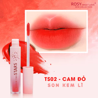 SON KEM ROSY STARS, lì tint, lâu trôi, 6 màu ( CAM ĐỎ)