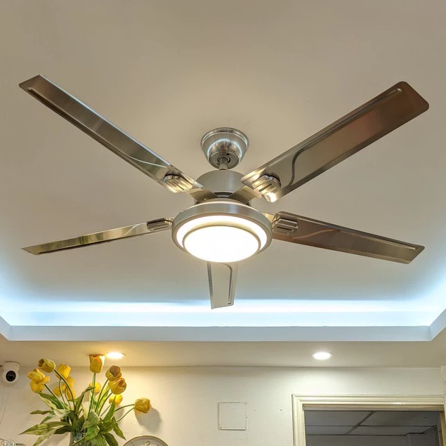 HÀNG CÓ DÂY CÁP TREO AN TOÀN BH 10 NĂM-DC JTECH-INVERTER 6 SỐ]Quạt Trần 5 Cánh Có Điều Khiển INOX-05PRO,3 Chế Độ Đèn LED