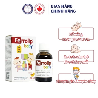 Sắt Ferrolip Baby dạng siro vị đào thơm ngon lọ 30 mL