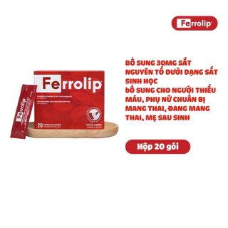 Sắt bột,Sắt sinh học Ferrolip liposome bổ sung sắt cho mẹ bầu người thiếu máu thiếu sắt hộp 20gói