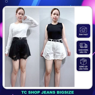 Quần Short Nữ  Jeans Bigsize Rách 2 Màu Đen Trắng TC SHOP JEANS MS 1059