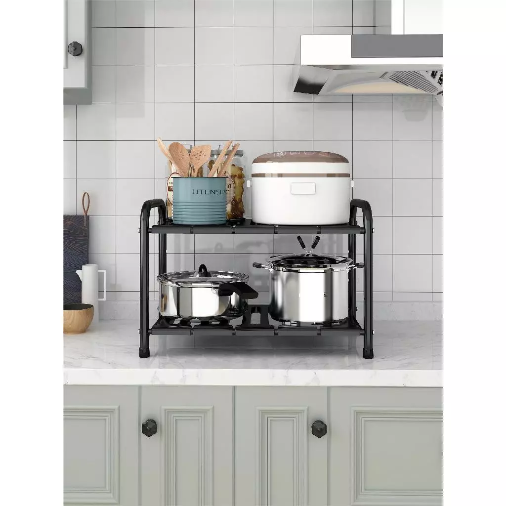 (kệ tiện ích) Kệ Gầm Bếp Để Xoong Nồi Chảo Dưới Gầm Bồn Rửa, Kệ Để Đồ Nhà Bếp Đa Năng Tiện Lợi Khung Inox 2 lớp
