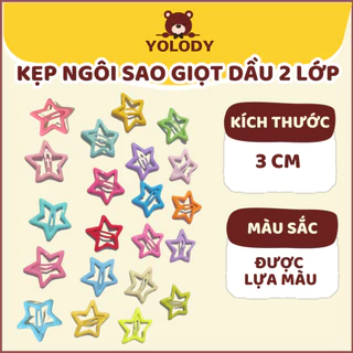 Kẹp tóc ngôi sao Yolody cặp ngôi sao 5 cánh nhiều màu 2 lớp giọt dầu cho bé