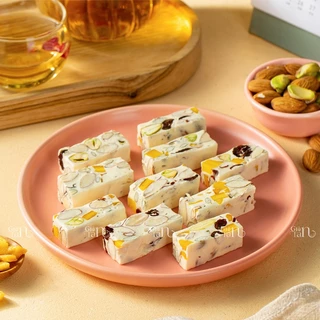 Giòn Tan kẹo Nougat nguyên vị ít ngọt ăn vặt healthy handmade