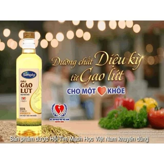 dầu ăn simply dầu gạo lứt cao cấp chai 1lít