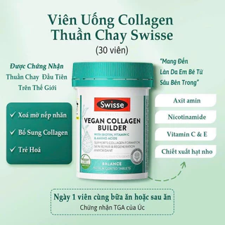 Viên Uống Làm Đẹp Da Thuần Chay Swisse Vegan Collagen Builder 30 Viên