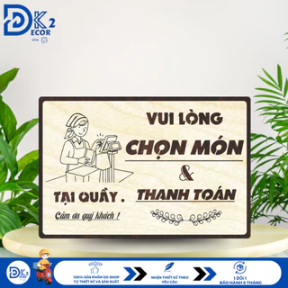 Bảng Chỉ Dẫn Gọi món và thanh toán tại quầy decor tiệm, quán, shop  bằng gỗ