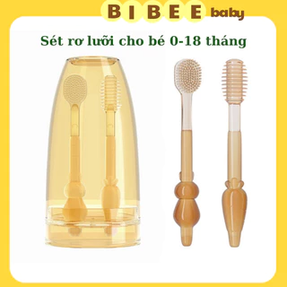 Sét rơ lưỡi và bàn chải đánh rắng silicon 2 chi tiết cho bé từ 0-18 tháng - Bibeebaby