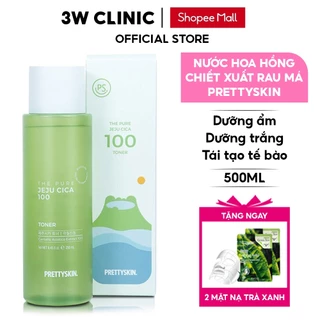 Nước Hoa Hồng Toner Chiết Xuất Rau Má Pretty Skin Hàn Quốc The Pure Jeju Cica 100 Toner 250ml Giảm Dầu Mụn