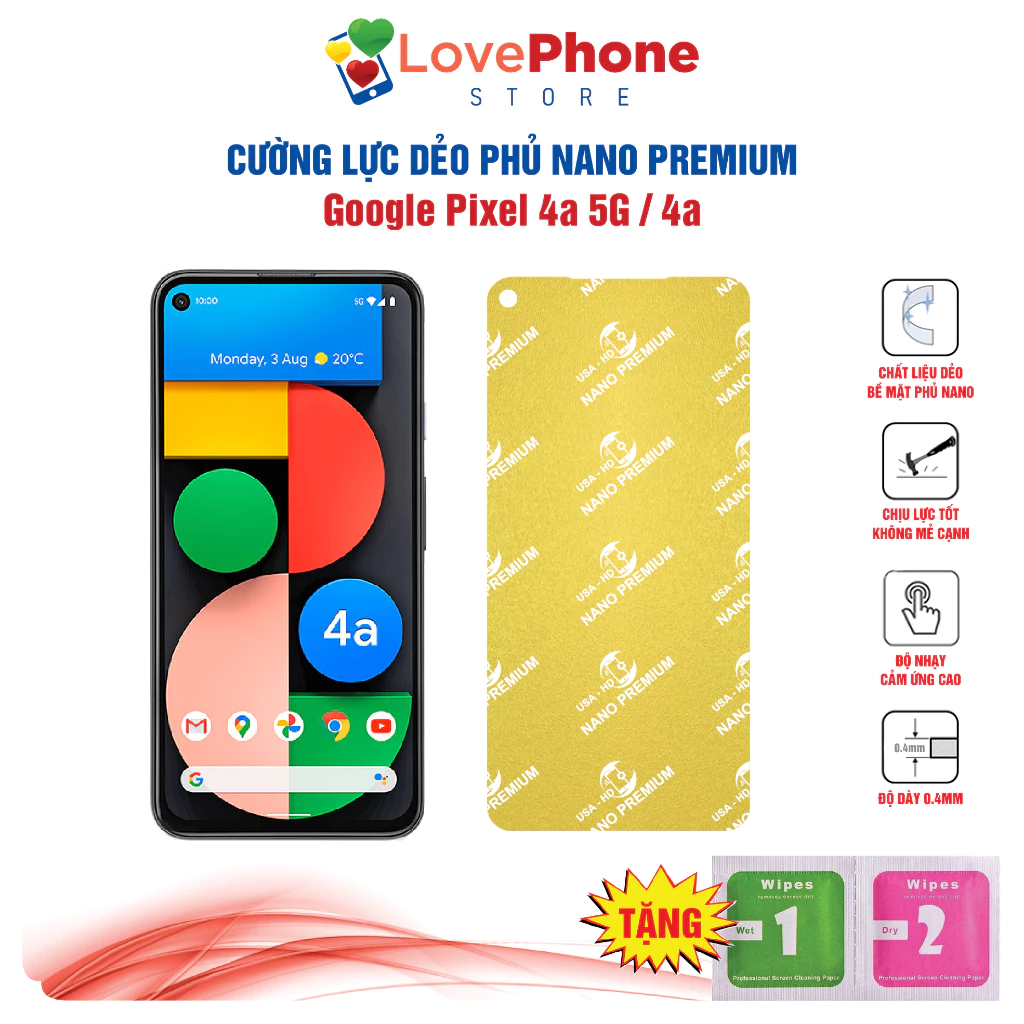 Cường lực Google Pixel 4a 5G 4a dẻo phủ Nano Premium chống xước bảo vệ màn hình - Love Phone