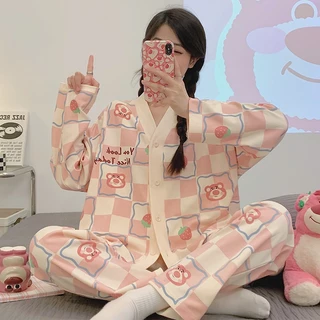 Đồ bộ pijama tay dài quần dài chất thun sữa mềm mịn