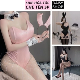 Cosplay thỏ da bóng mờ Bunny gợi cảm - bodysuit hóa trang thỏ Rabbit đáy mở sexy