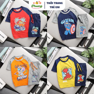 Bộ đồ bé trai ngắn tay 3-7 tuổi đủ size 14-28 kg, chất vải cotton co giãn, thấm hút mồ hôi tốt | PHƯƠNG RICHIES KIDS