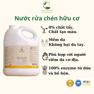 Nước Rửa Chén Hữu Cơ Fuwa3e, Enzyme Sinh Học Không Hại Da Tay, An Toàn Cho Bé, Xúc Bình Sữa Bé 3,8L
