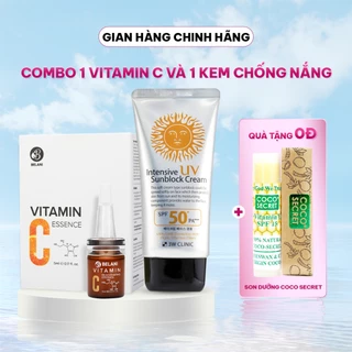 Combo Tinh Chất Vitamin C Essence Belani Giúp Tái Tạo Da Giảm Thâm Mụn Nám Sạm Tàn Nhang Và Kem Chống Nắng 3W Clinic