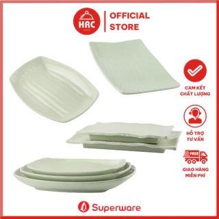 Đĩa Chữ Nhật 100% Nhựa Melamine SUPERWARE - Dĩa Nhà Hàng Màu Xanh Đá Pastel Bền Đẹp