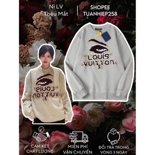 ⚡️[Hight Quality] - Sweater LV  - Áo Nỉ LV Xám Eyes Hình Thêu Mắt - Bản Cao Cấp Chuẩn Hàng Loại 1 Qc