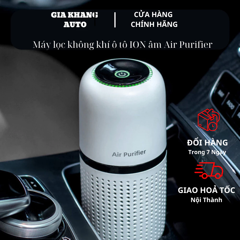 Máy lọc không khí ô tô ION âm Air Purifier, Thiết bị khử mùi diệt khuẩn trên xe hơi, máy lọc không khí ô tô Mini