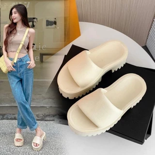 ( lùi 1 size ) Dép Quai Ngang Nữ Gu.cci Độn Đế Cao 6cm Full Hộp Chất Liệu Cao Cấp Chuẩn loại 1 Hottrend