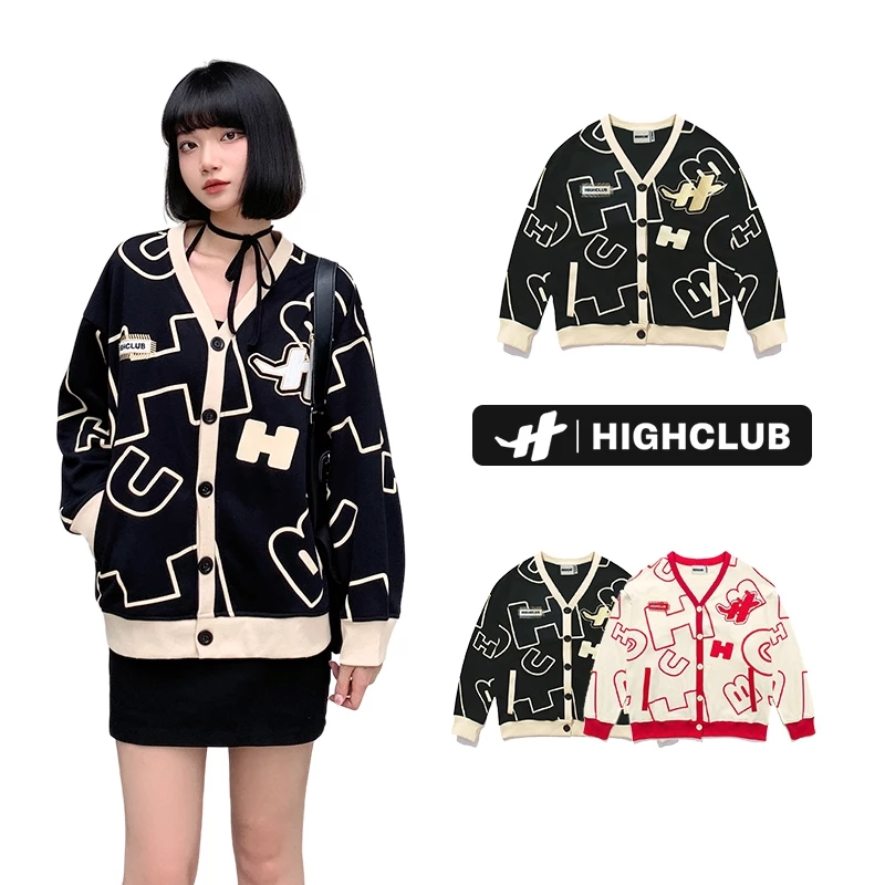 Áo khoác HIGHCLUB Fullprint Cardigan UNISEX Black/Tan, Cream White/pink - HIGHCLUB Brand Chính Hãng