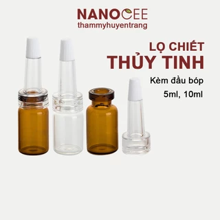 Lọ Chiết Tế Bào Gốc Chai Vác Xin Thủy Tinh 5ml 10ml Kèm Đầu Bóp - NANOCEE OFFICIAL