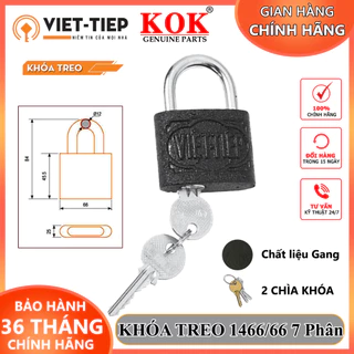 Khóa treo Việt Tiệp 1466/66 7 phân khóa chống trộm gang màu đen 2 chìa dày 1.5CM khóa