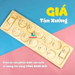 Cờ Ô Ăn Quan Mặt Gỗ Cao Cấp Cùng 52 Viên Hạt Gỗ Thương Hiệu Từ Việt Nam