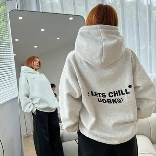 Áo Hoodie Nỉ Bông Form Rộng Nam Nữ  Unisex In Chữ Lets Chill