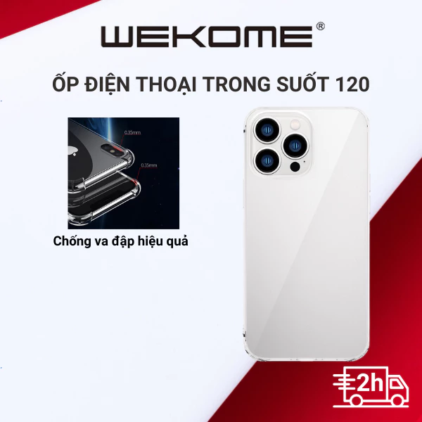 Ốp Lưng Silicon trong suốt chính hãng WEKOME 120 Chống sốc, chống va đập cho IPhone 12 Pro Max 13 Pro Max 14 Pro Promax