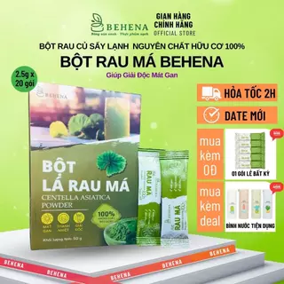 Bột Rau Má Nguyên Chất Behena 50g Giải Nhiệt - Hạ Sốt - Mát Gan, Giải Độc, Tăng Cường Trí Nhớ, Thị Lực