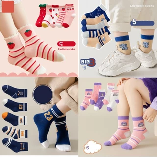 Set 5 đôi tất trẻ em Tất cho bé trai bé gái cổ cao Kid's Socks mềm mại thoáng khí cho bé từ 1-10 tuổi