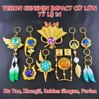 [LOẠI TO] Móc Khóa Kim Loại Vision Nguyên Tố Game Genshin Impact Cosplay Raiden Shogun, Venti, Nahida, Furina, Zhongli