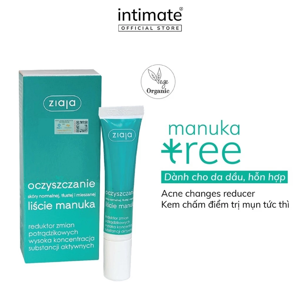 Kem Chấm Mụn Manuka Tree Acne Changes Reducer ZIAJA Giúp Làm Se Các Nốt Mụn Và Giảm Thâm 15ml