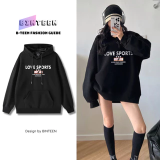 Áo Hoodie Nữ Họa Tiết LOVESPORTS Monic Áo Khoác Nỉ Dày Dặn Có Mũ From Rộng Chuẩn Unisex