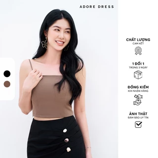 Áo hai dây Sleeveless tops tuytsy trơn nâu rêu và đen 313TO3027 ADORE DRESS