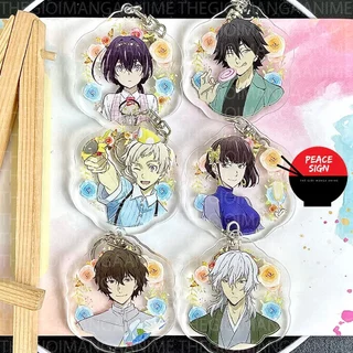 Móc khóa BUNGOU STRAY DOGS ver NỀN HOA Bungo Văn Hào Lưu Lạc mica trong acrylic anime chibi