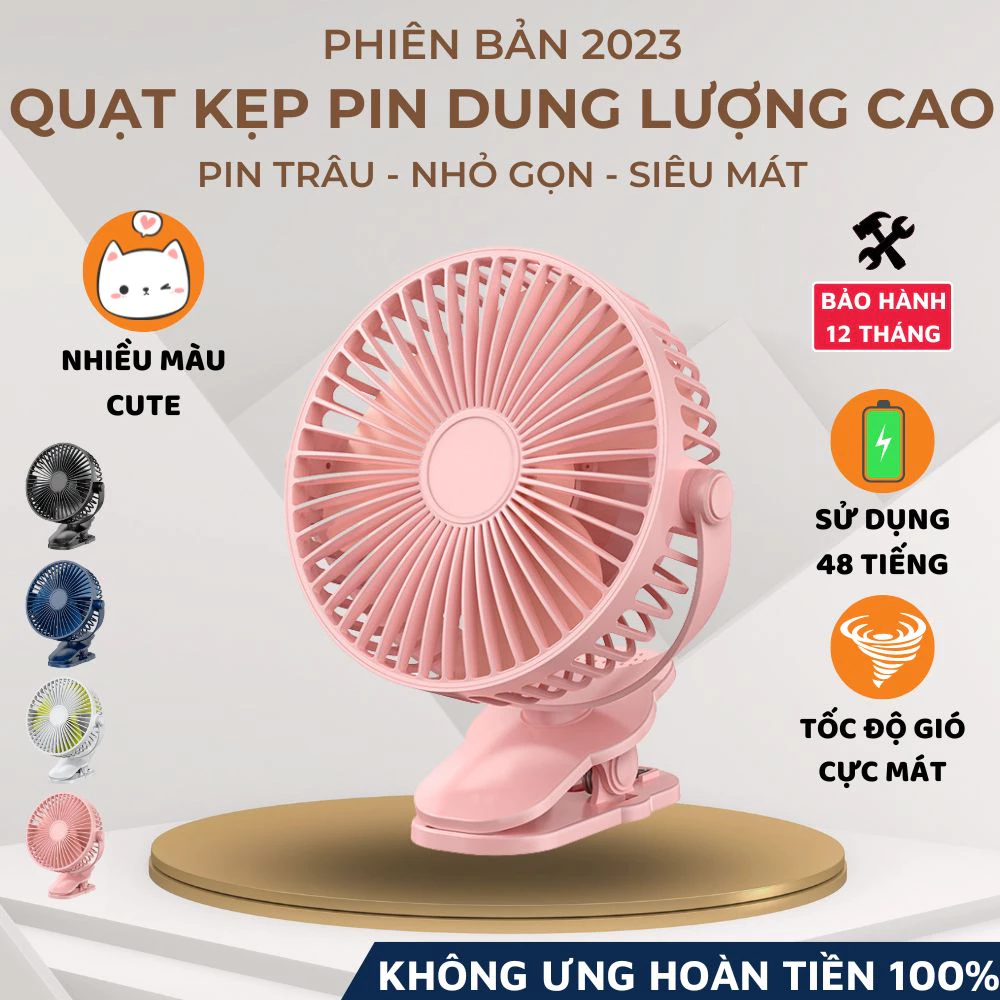 Quạt Kẹp Cầm Tay Sạc Pin Mini GF10 Đa Năng,Xoay 720 Độ,Pin Dùng Liên Tục 6h-8h Liên Tiếp,Chính Hãng AK1SY,BH 12 Tháng