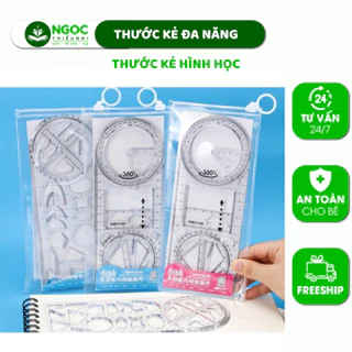 Thước kẻ đa năng kẻ được nhiều hình vẽ hình học tiện dụng cho học sinh