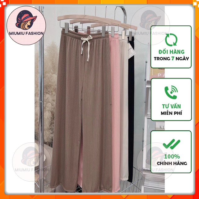 Quần Ống Rộng Thun Tăm Rủ Co Giãn Cạp Chun Lưng Cao M016