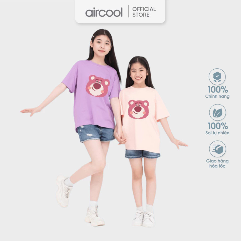 Áo phông bé gái Aircool 100 % chất liệu cotton mềm mát thoáng cho bé từ 2 đến 16 tuổi